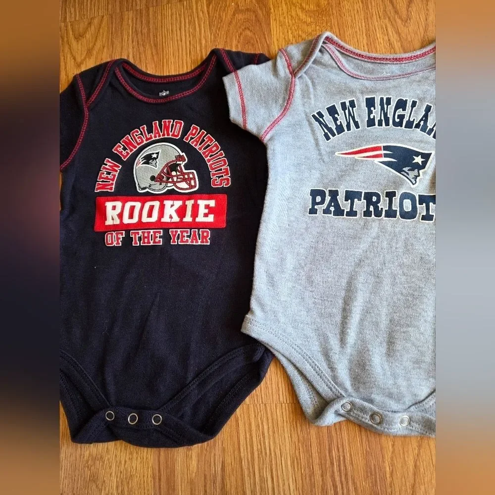 NFL New England Patriots Baby 6-9M 2pc Set New 100% Cotton Superbowl